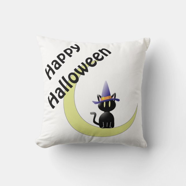 Halloween Polyester Sierkussen/Black Cat Kussen (Voorkant)