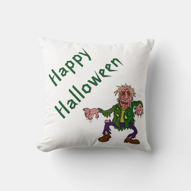 Halloween Polyester Sierkussen/Green Monster Kussen (Voorkant)