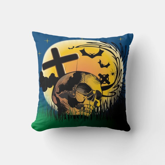 Halloween Polyester Sierkussen/Spooky Scene Kussen (Voorkant)