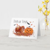 Halloween Pomeranian Kaart (Gele Bloem)