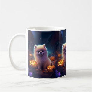 Halloween Pomeranian met Pompoenen Eng Koffiemok