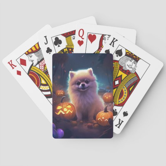 Halloween Pomeranian Met Pompoenen Eng Pokerkaarten (Achterkant)