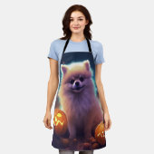 Halloween Pomeranian Met Pompoenen Eng  Schort (Gedragen)