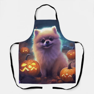 Halloween Pomeranian Met Pompoenen Eng Schort