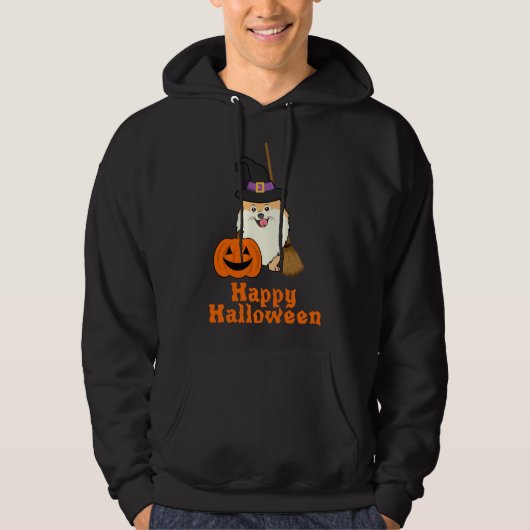 Halloween Pomeranian Pumpkin Hoodie (Voorkant)