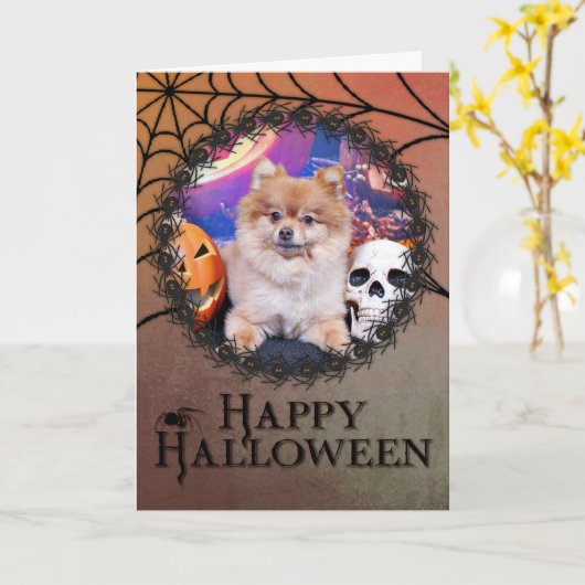 Halloween - Pomeranian - Simba Kaart (Gele Bloem)