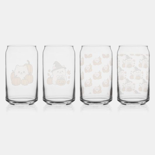 Halloween Pomeranians – Set van 4 Glazen (Achterkant)