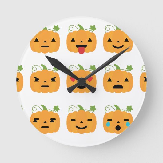 halloween pomkin emojis ronde klok (Voorkant)