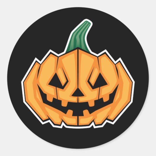 Halloween pomkin (hoekstijl) ronde sticker (Voorkant)