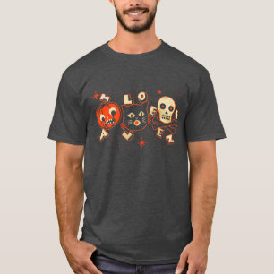 Halloween pomkin kattenschedel vintage t-shirt