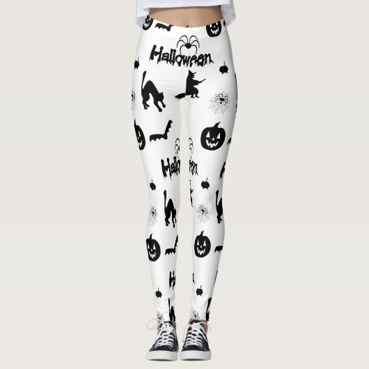 Halloween pomkin-witvis Leggings (Voorkant)