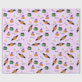 Halloween pomkins in Costumes Pattern Paars Cadeaupapier (Vlak)