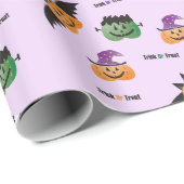 Halloween pomkins in Costumes Pattern Paars Cadeaupapier (Rol Hoek)