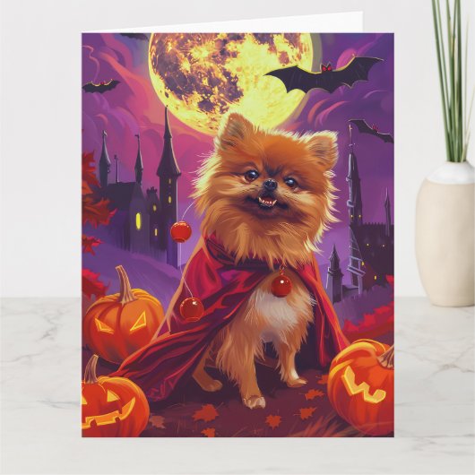 Halloween Pommeranian Vampire Pumpkins eng Kaart (Voorkant)