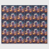 Halloween Pommeren met pompoenen eng Cadeaupapier (Vlak)