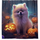 Halloween Pommeren met pompoenen eng Douchegordijn (Voorkant)