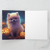 Halloween Pommeren met pompoenen eng Kaart (Binnen)