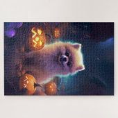 Halloween Pommeren met pompoenen eng Legpuzzel (Horizontaal)