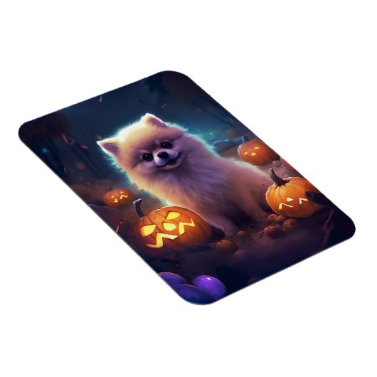 Halloween Pommeren met pompoenen eng Magneet (Rechterzijde)