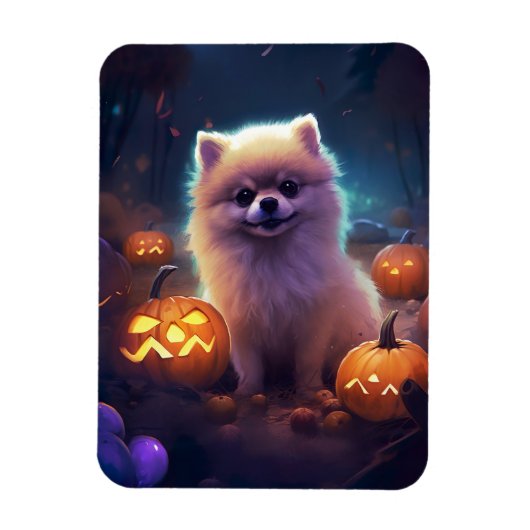 Halloween Pommeren met pompoenen eng Magneet (Verticaal)