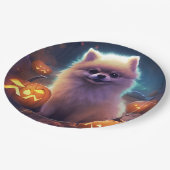 Halloween Pommeren met pompoenen eng Papieren Bordje (Gekanteld)