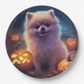 Halloween Pommeren met pompoenen eng Papieren Bordje (Voorkant)