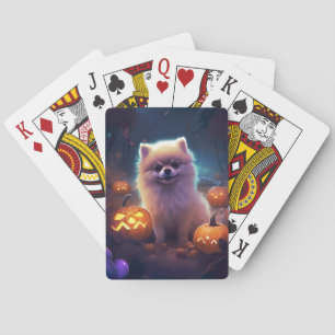 Halloween Pommeren met pompoenen eng Pokerkaarten