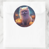 Halloween Pommeren met pompoenen eng Ronde Sticker (Tas)