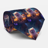 Halloween Pommeren met pompoenen eng Stropdas (Opgerold)