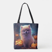 Halloween Pommeren met pompoenen eng Tote Bag (Achterkant)