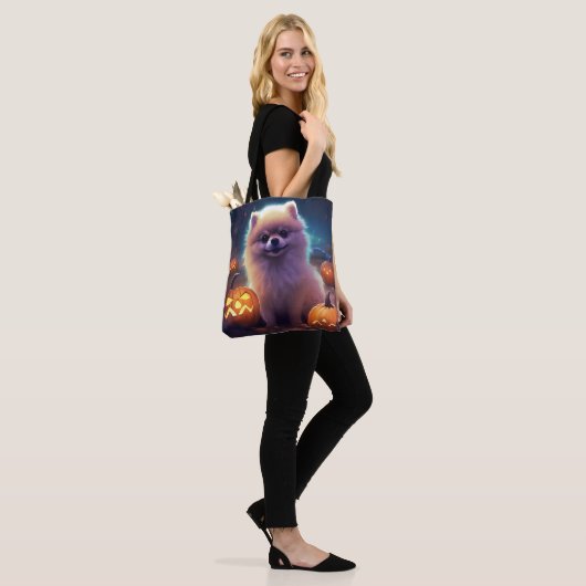 Halloween Pommeren met pompoenen eng Tote Bag (Op model)