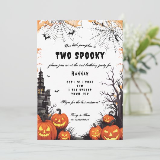 Halloween pompoen 2e verjaardag uitnodiging (Staand voorkant)