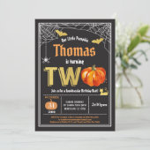 Halloween pompoen 2e verjaardag Zwarte gouden fees Kaart (Staand voorkant)