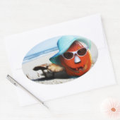 Halloween pompoen aan het strand ovale sticker (Envelop)