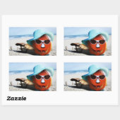 Halloween pompoen aan het strand rechthoekige sticker (Vel)