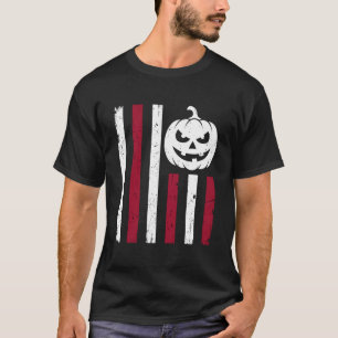 Halloween Pompoen Amerikaanse Vlag Vervuild T-shirt