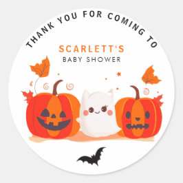 Halloween pompoen Baby shower Dank u Ronde Sticker