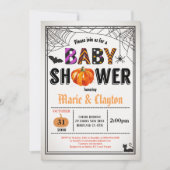 Halloween pompoen baby shower genderneutraal kaart (Voorkant)