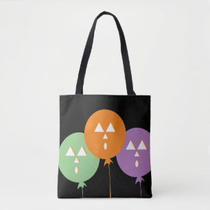 Halloween Pompoen Ballon Trick or Treat Zwart Tote Bag