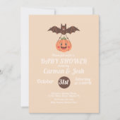 Halloween Pompoen Bat Retro Baby shower Kaart (Voorkant)