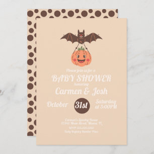 Halloween  Pompoen Bat Retro Baby shower Kaart