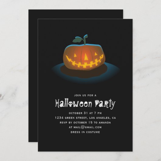 Halloween-pompoen | Black Spooky Jack O Lantern Kaart (Voorkant / Achterkant)