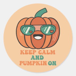 Halloween pompoen Blijf kalm Ronde Sticker