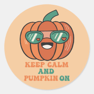 Halloween pompoen Blijf kalm Ronde Sticker