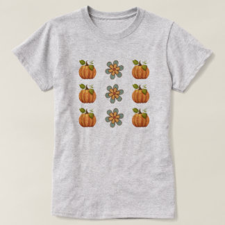 Halloween pompoen bloem T shirt cadeau voor haar