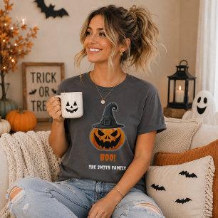 Halloween Pompoen “BOO!” – Persoonlijke Naam T-shirt