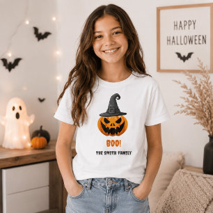 Halloween Pompoen “BOO!” – Persoonlijke Naam T-shirt