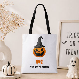 Halloween Pompoen “BOO!” – Persoonlijke Naam Tote Bag