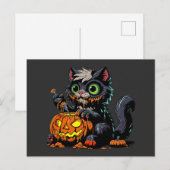 Halloween Pompoen Carving Cat Briefkaart (Voorkant / Achterkant)