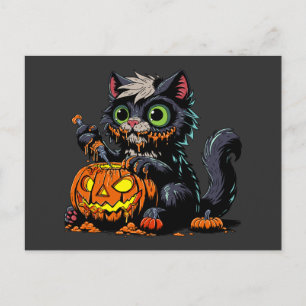 Halloween Pompoen Carving Cat Briefkaart